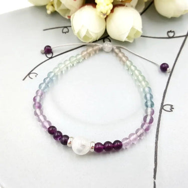 Natural Rainbow Fluorite Moonstone Bracelet-Your Soul Place